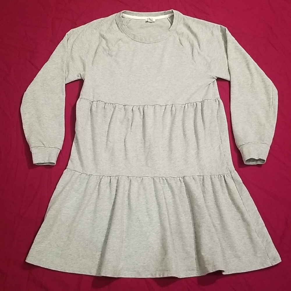 J. Crew Women's Gray Tiered Casual Dress
